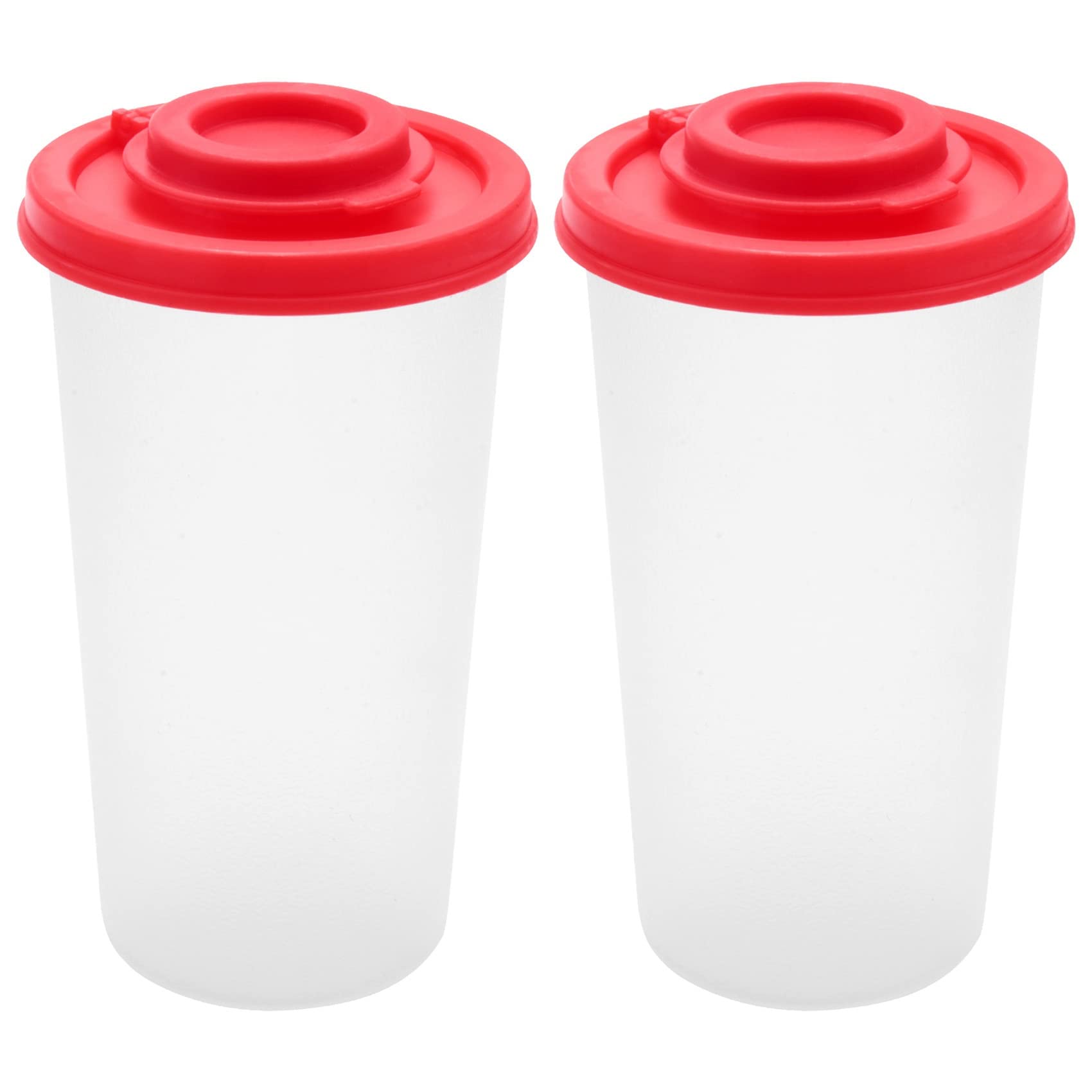 CTRLZS 2 Large Salt and Pepper Shakers Moisture Proof,Salt Shaker with Red Covers Lids Plastic Airtight Spice Jar Dispenser