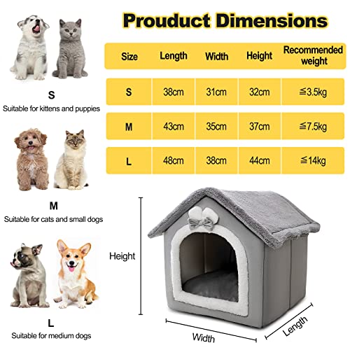 Galatée Katzenhöhlenbett, Waschbares Hundebett, Warmes Und Gemütliches Plüschkatzen-Iglu, Faltbares Komfortables Haustier-Katzenhaus, Haustierbett Mit Rutschfestem Boden(L, Graues Kaninchen)