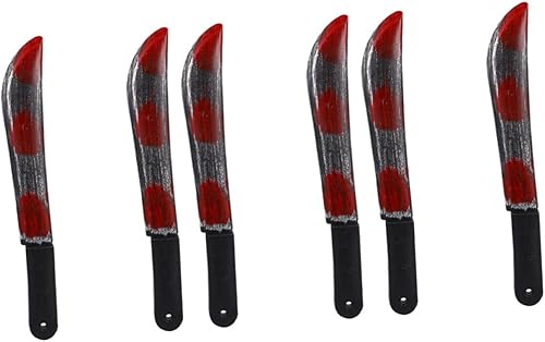 Yardwe 6 piezas de accesorios de simulación accesorios de disfraz de Halloween, casa encantada, decoración de miedo, juego falso, carnicero, hoz,