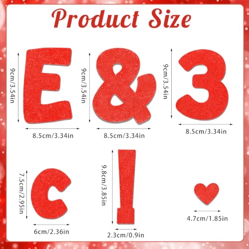 Thboxes 251 Pcs Bulletin Board Letters, Glitter Letters for Bulletin Board with 300 Pcs Adhesive Dot, Number Alphabet Punctuation Symbol Poster Letter for Classroom Displays DIY Decor, 4'' (Red) - Image 2
