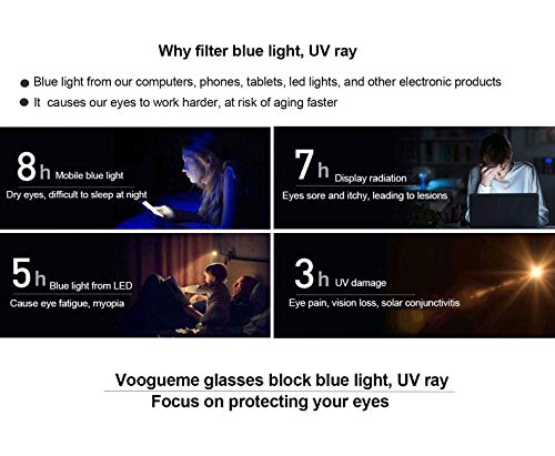Image of Voogueme Cat Eye Blue Light Glasses for Women, Block UV Anti Eyestrain Eyewear Antoinette GWA454518-05, Medium