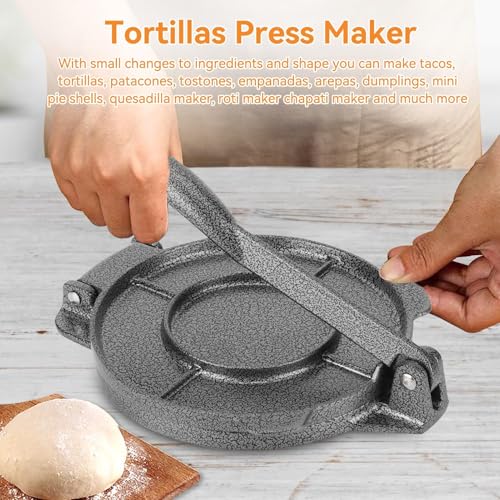 Tortilla Press, 6,5 -Zoll -Aluminiumlegierung Tortilla und Roti Maker Tortilla Maker Quesadilla Maker Burrito Maker Empanada Press Rotimatic Roti Maker mit faltbarem Griff für Teigentortillas
