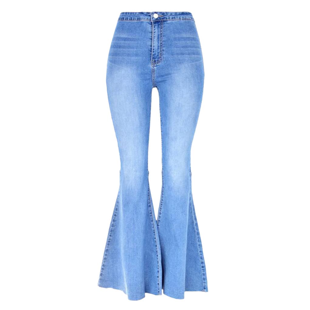 Dninmim Pantalones elásticos de cintura alta para mujer, acampanados, para primavera y verano, ajustados, estilo casual