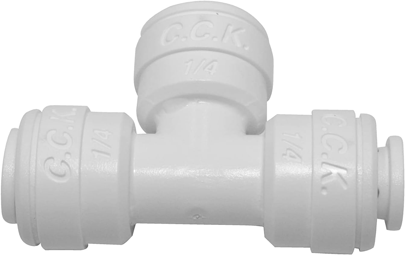 PureT 1/4" Union Tee EZ Attach RO System Fitting (10 Pieces), PureT 4UT44-10 - Reverse Osmosis Water Filter T EZ Fitting - Quarter Inch Union Tee with EZ Fitting Attachment