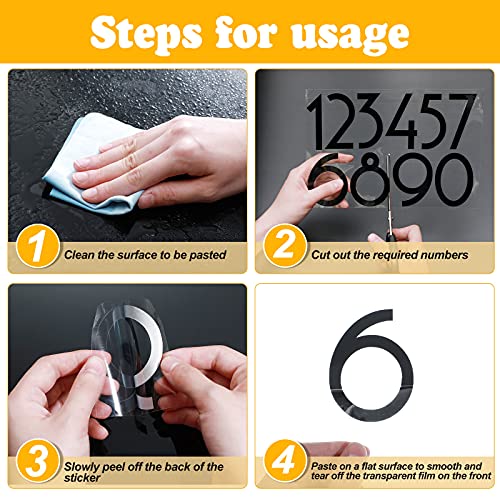 60 Pieces Mailbox Numbers Sticker Reflective Self Adhesive Vinyl Waterproof 0-9 Number Diy Decorations For Mailbox, Sign, Door, Car, Business, Address Number (Black,3 Inch) #TOP3