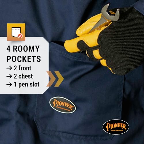 Pioneer Shop & Garage Work Coat - Multi Pocket - Action Back - Snap Double Placket Closure - Navy4