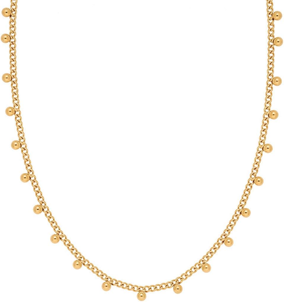 Jude Jewelers Stainless Steel Beaded Chain Style Collar Necklace