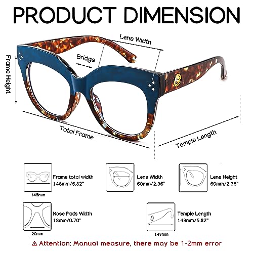 Image of FEISEDY Cat Eye Blue Light Glasses Oversized Vintage Chunky Computer Glasses for Women Hipster Party B0026