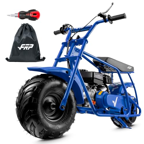 Image of FRP Mini Dirt Bike GMB100 Basic, New 99CC Gas Powered Mini Bike 4-Stroke 3HP, Off-Road for Teens /Adult, Trail Up to 28 Mph, Weight Support Up to 220 LBS,Blue