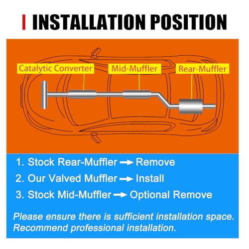 2.5 Inch Valved Muffler Exhaust Cutout with Muffler Cat Back Exhaust System Kit (2pcs) - Thumbnail 3