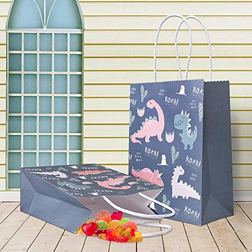 24 Pack Dinosaur Party Favor Bags-Great for Kids Birthday Parties, Celebrations, Fun Classroom Rewards & Treats, Carnivals, Games & Candy Goodie Grab Bag