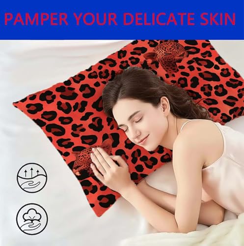 Taie Oreiller Léopard Rouge Velours pour Décoration Canapé Salon