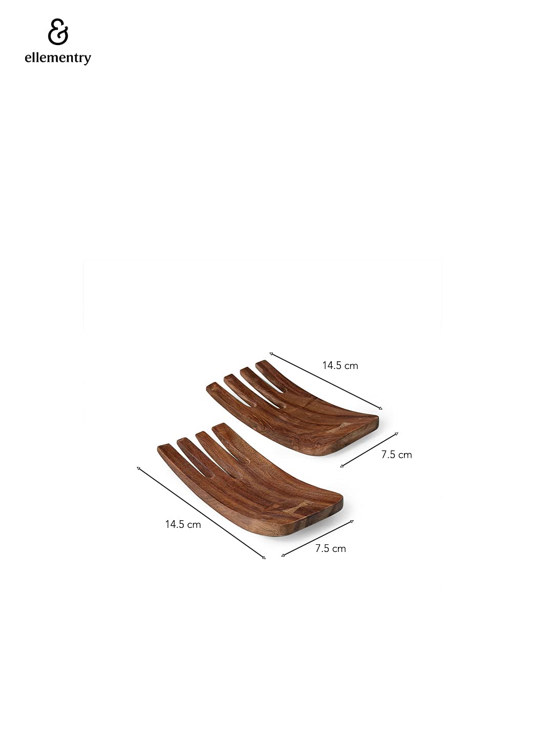 Ellementry Sheesham Natural Salad Spoon (Set of 2) 2