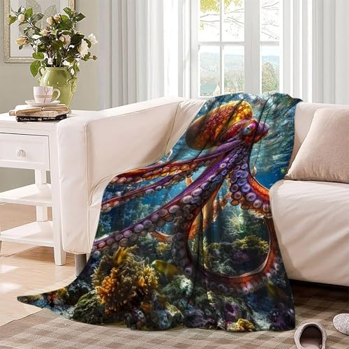 Couverture super douce motif pieuvre en textile de haute densité
