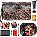 MAICHENG Storage Bag with Combination Lock and Accessories Travel Medicine Bag Container Money Cosmetic Organizer Great Christmas Gifts for Women Leopard