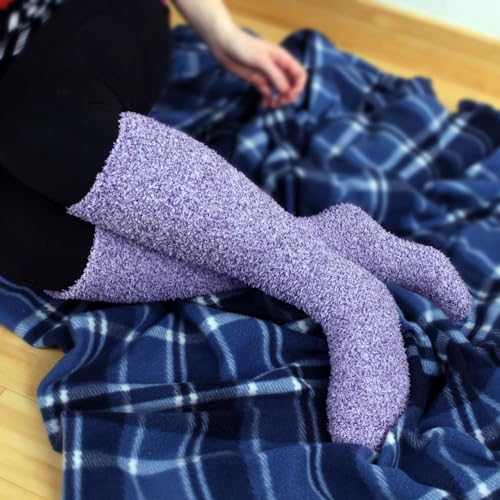 Women's Fuzzy Feather Soft Cozy Knee High Socks3