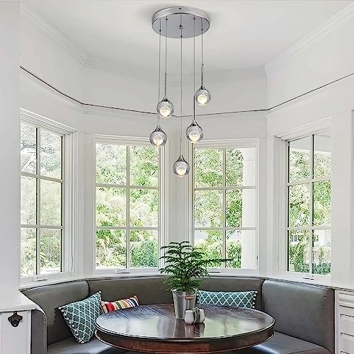 Lustre cristal lune LED dimmable pour îlot de cuisine et salon moderne
