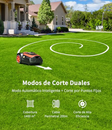 OKAYBOT M1 Robot Cortacésped con Cable Perimetral hasta 1400 m², Cortacésped Robot Automático, Altura de Corte 25–65 mm, Pendientes hasta 47%, Ancho de Corte 22 cm, Control por App y Bluetooth - imagen 7