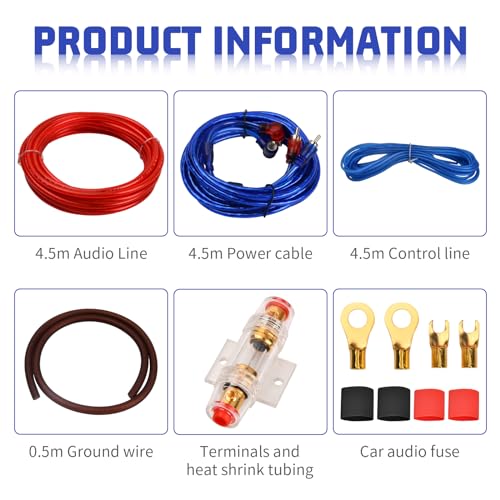 Auto Kabel Set, Auto Verstärker Kabel Set für Autoverstärker Auto mit Sicherung für Auto Motorrad