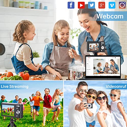 2-in-1 Digitalkamera 2.7K FHD, 44 MP Kompaktkamera Mini Video Fotokamera mit 16X Digitalzoom, 2.8 Zoll LCD Bildschirm… – Bild 5