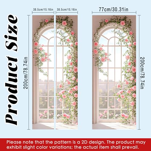 Image of Nuxovilar Rose Arch Door Stickers Peel Stick PVC 30.3x78.7 in | Door Stickers Wall Decals Peel Stick Cover Vinyl Art Poster Bedroom Living Room Indoor Home (Rose Arch)
