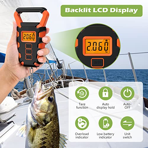 Keekit Digital Fishing Scale With Ruler, 110Lb/50Kg Electronic Digital Luggage Scale, Waterproof Fishing Postal Hanging Hook Scale With Measuring Tape, Backlit Lcd Display (Batteries Included) #TOP2