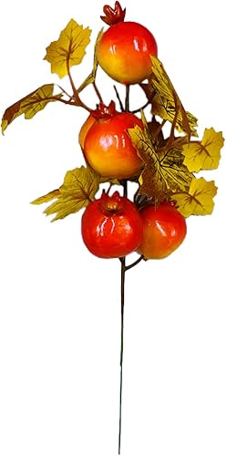 Miniatura 9 de 6 palillos florales de otoño, hojas de arce artificiales de 9.4 pulgadas, tallos de calabaza, bayas, tallos de calabaza para jarrones, selecciones