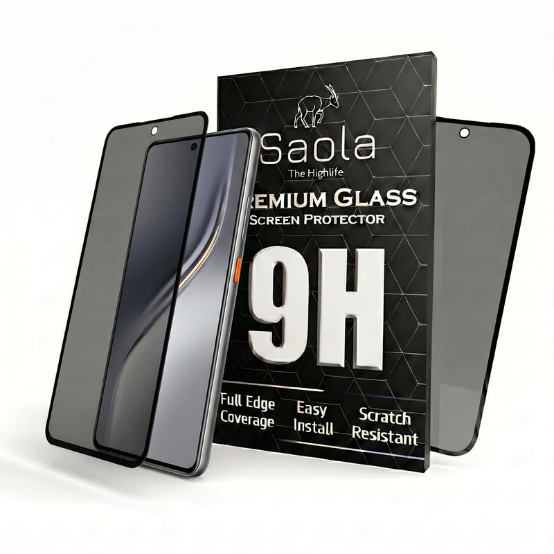 Image of Saola Ultra Privacy Tempered Glass For Tecno Camon 40 Premier (PACK OF 1) with Free Installation Kit. Full screen Coverage. Free Replacement If Received Damaged - 6.67 inch
