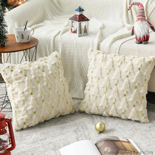 AVOIN Christmas Tree Star Throw Pillow Covers - Cozy Festive Decor - Image 3