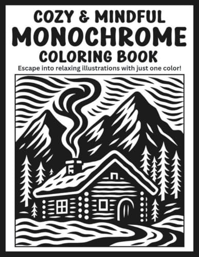 Cozy & Mindful Monochrome Coloring Book: Escape into Relaxing Illustrations with Just One Color!