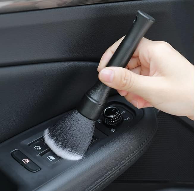 auto interior dust brush, car soft bristles detailing brush, scratch free dust removal cleaning tool kit, long hair handle brushes duster for auto dashboard, air vents, leather.