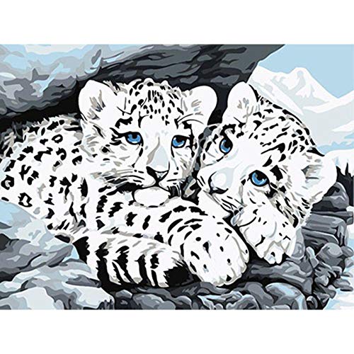 Peinture par numéros léopard Kenyoo : kit toile acrylique encadrée décoration maison
