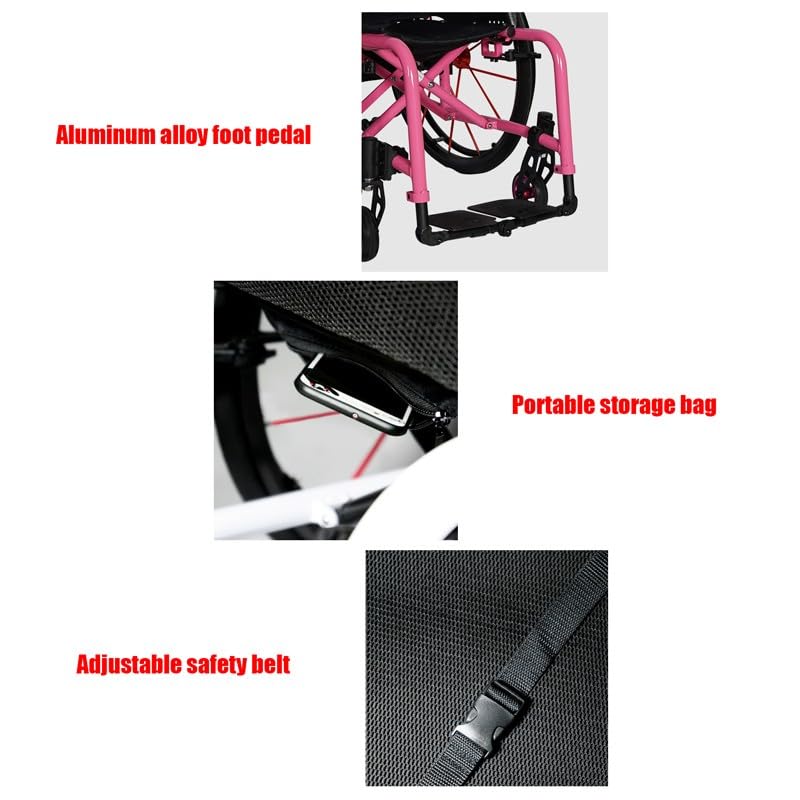 Amazon | ピンクの車椅子、女の子と女性のための軽量折りたたみ式旅行