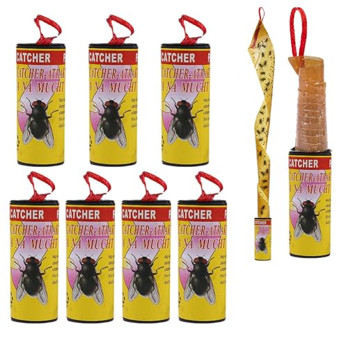 LYPER Fliege Papierstreifen Insektenfänger, 8 Stück Fliegenfänger-Rollen, Premium Fliegenvernichter Gegen Fruchtfliegen Fliegen Mücken und Motten, Fliegenfalle Klebestreifen für Innen und Außen