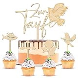 【Hochwertiges Material】Der Cake Topper Taufe Holz besteht aus hochwertigem Naturholz, ist sicher und umweltfreundlich, mit klarer und schöner Holzmaserung, glatten Schnittkanten, langlebig und wiederverwendbar.