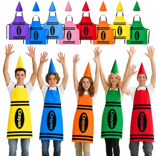 16 PCS Crayon Costume Adult, 8 Color Group Crayon Costume, Unisex One Size