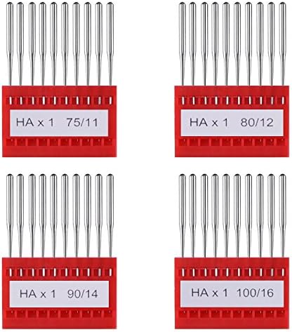 MAGICMAI 40 Pieces Home Sewing Machine Needles Flat Head Sewing Machine Needles with Plastic Box for Regular Point Sewing, 4 Sizes (75/11, 80/12, 90/14, 100/16)