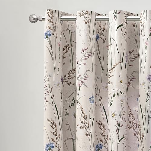 Catherine Lansfield Grasmere Rideaux à œillets entièrement réversibles Motif Floral Bleu 168 x 228 cm