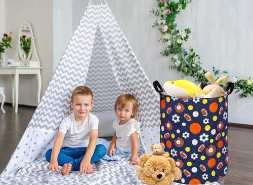 Image of MAIZMZ Kids Hamper Storage Bins Organizer Toy Box Laundry Basket Large Canvas Collapsible Chest for Home /Dorm /Kitchen /Pet /Office /Closet /Shelf /Gift Baskets