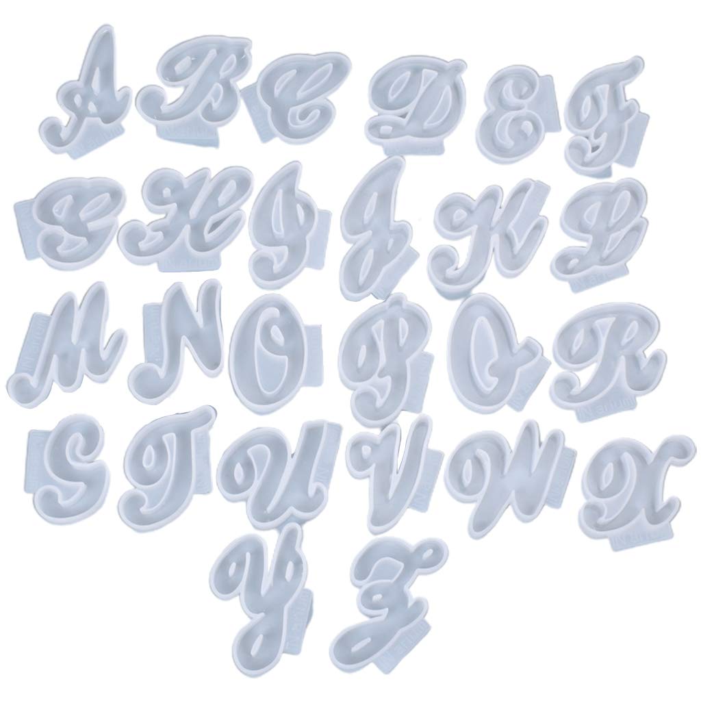 Stampo in resina a forma di lettere inglesi in silicone a forma di A-Z per realizzare collane fatte a mano, portachiavi, UV, 26 pezzi