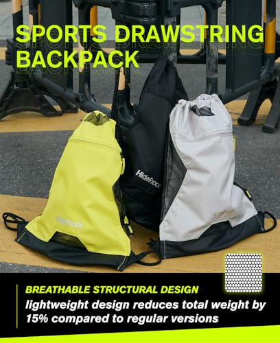 Drawstring Gym Bag, Sport Backpack for Men & Women, Waterproof Sackpack with Zipper Pocket for Workout, Travel (Black)3