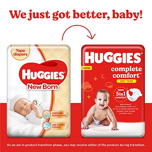Image of Huggies Complete Comfort Dry Tape Newborn - Small (NB-S) Size Baby Tape Diapers, Combo Pack of 2, 36 count per pack, 72 count & Mamaearth Natural Repellent Mosquito Patches with 12 Hour Protection