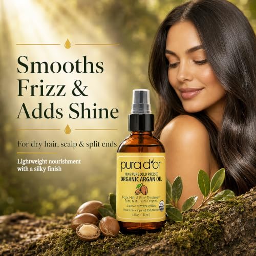 Image of Pura d'or Pure and Organic Argan Oil, Brown and Gold