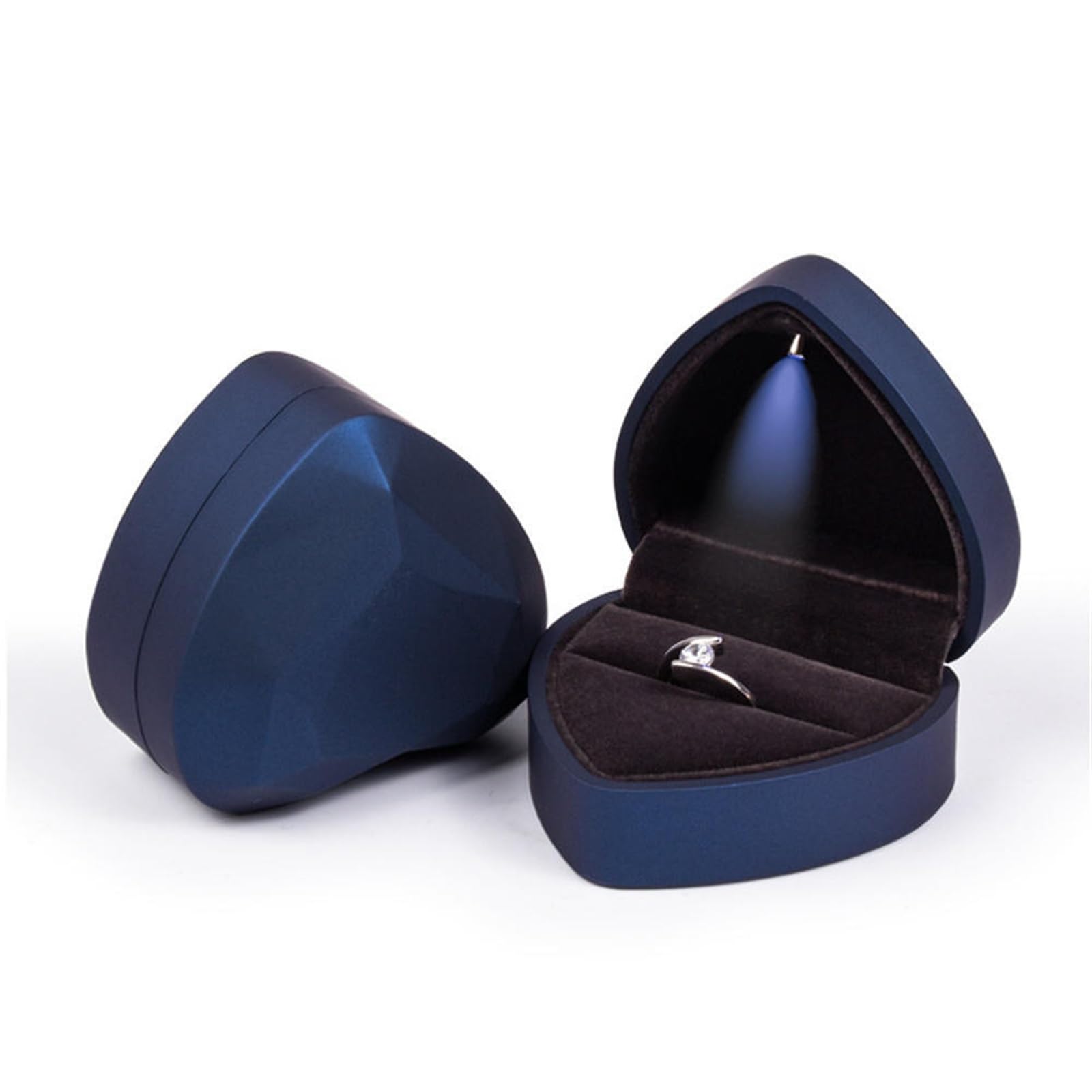 JFNKLFG 1 Pcs Jewelry Ring Box Luxury Velvet Rubber Necklace Pendant Gifts Display With Light For Proposal Engagement Wedding Case for Proposal, Wedding(B-Blue)