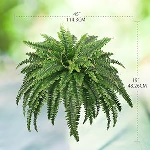 45" Fake Ferns, Realistic Large Artificial Bush Plants, 2 Artificial Boston Ferns with 59 Fronds for Outdoors Planter Indoor Home Garden Porch Decor 45 Fake Ferns Realistic Large Artificial Bush Plants 2 Artificial Boston Ferns with 59 Fronds for Outdoors Planter Indoor Home Garden Porch Decor