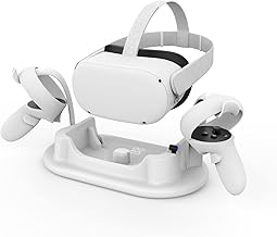 AMVR Charging Dock for Meta Quest 2 - VR Headset Charging Station for Oculus Quest2, 2.5H Fast Fully Wireless Recharge by Magnetic USB-C Charger Connector, 2 Controllers Display Rack (White)