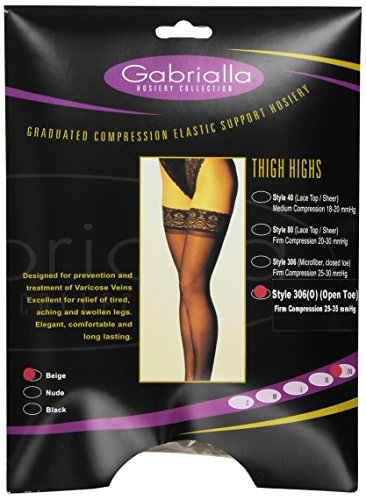 Image of GABRIALLA Graduated Open Toe Microfiber Compression Thigh High Stockings (25-35 mmHg) H-306 2 Pack