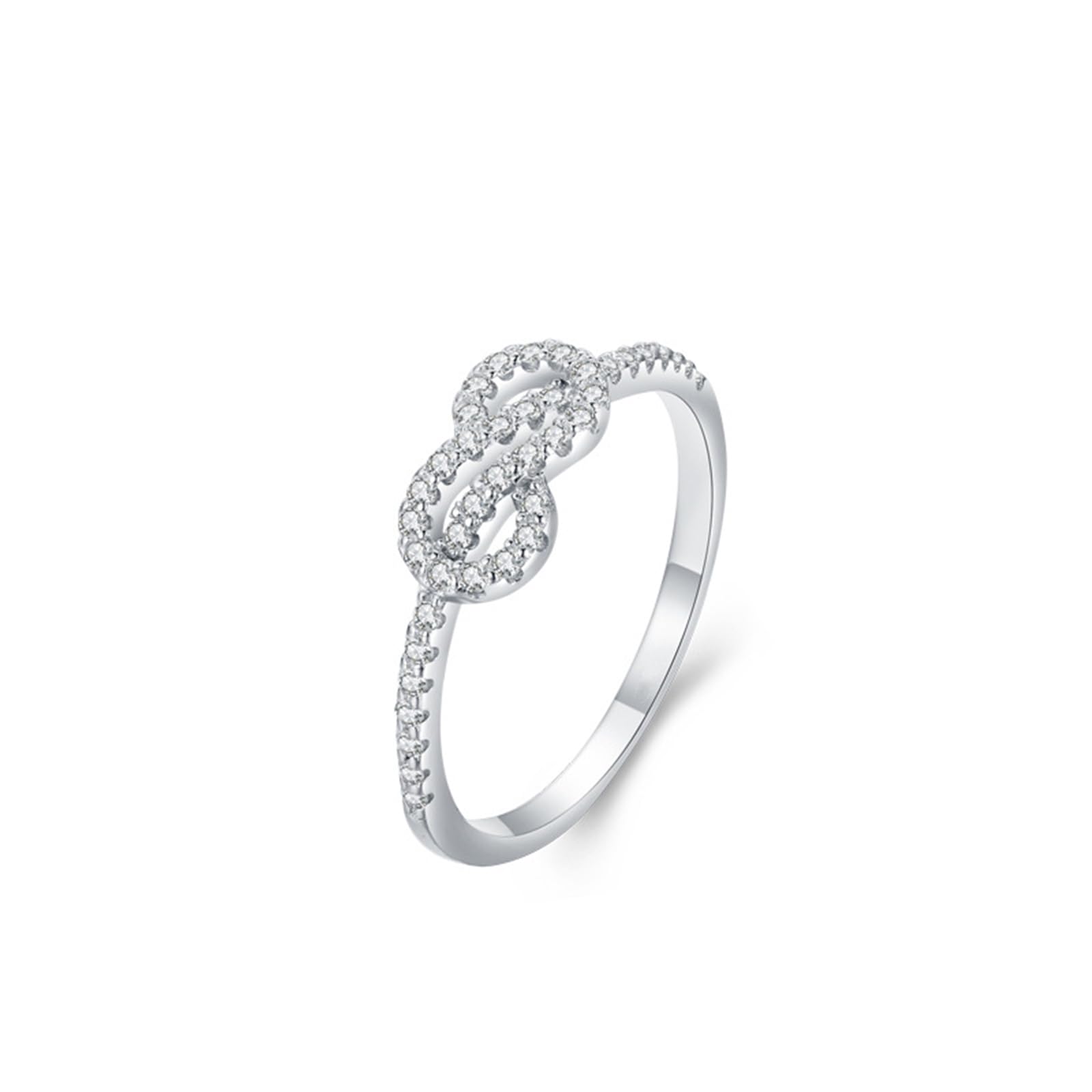 Anillo de compromiso de oro blanco de 18 quilates con diamantes cultivados en laboratorio, oro real, anillo de nudo infinito brillante personalizado para mujer