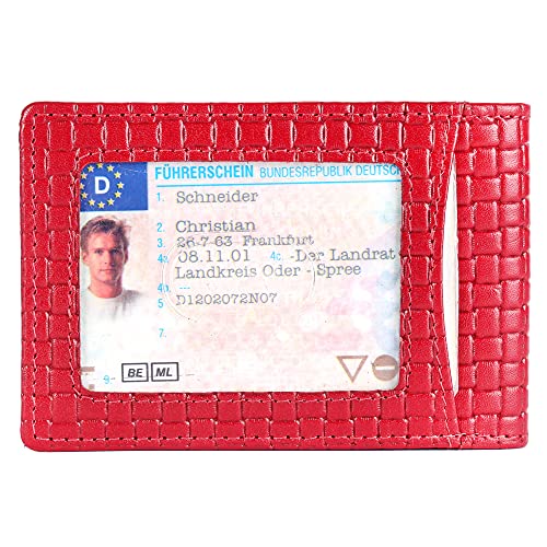 Image of Brooklyn Bridge Genuine Leather Money Clip Wallet for Men Matt VT Red - Premium Slim RFID Protected Wallet with Cash Clip & Multiple Card Slots, Stylish Front Pocket Design, Gift for Men