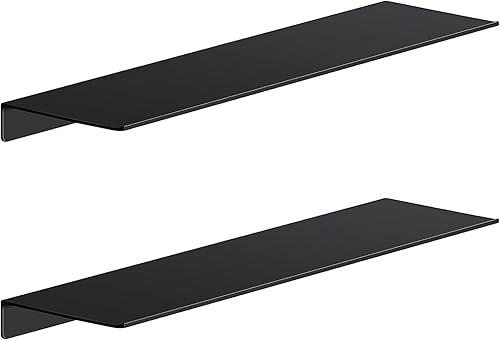 Miniatura 17 de Danpoo Estantes flotantes adhesivos para almacenamiento de pared, estantes de pared de metal, estantes de baño pequeños para montaje en pared, mini